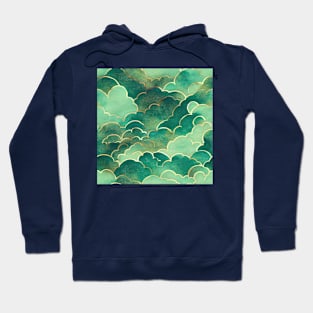 Green tones clouds pattern Hoodie